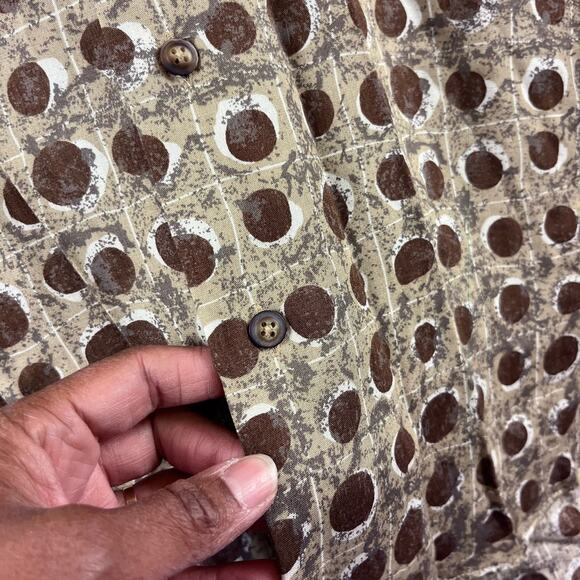 VTG Re-union Shirt Men's Small Browns Button Down Long Sleeve Disco Grandpa Core - Picture 5 of 7